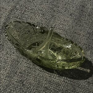 Green Glass Shoe Decor